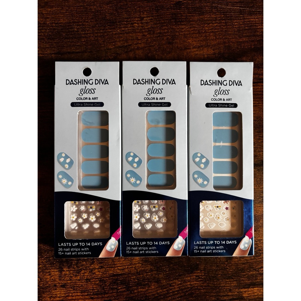 Dashing Diva Gloss Blue Skies Color‎ & Art Nail Set (3)
